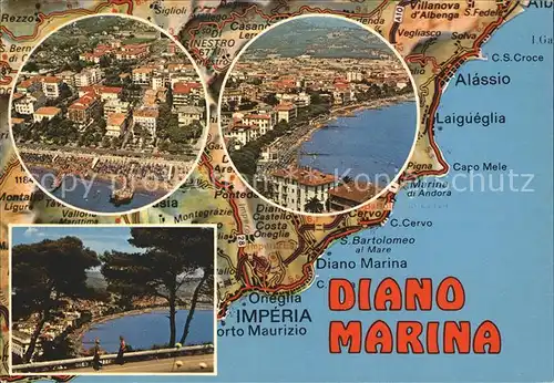 Diano Marina Teilansichten Landkarte Kueste Kat. Italien