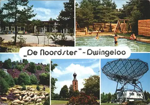 Dwingeloo Recreatiecentrum de Noordster Bungalowpark Schafe Kirche Radioteleskop Kat. Westerveld