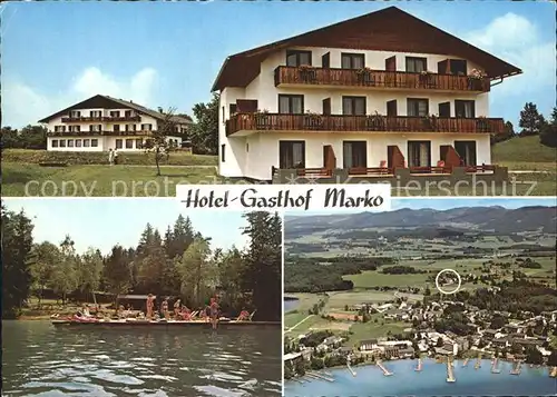 Seelach Klopeinersee Hotel Gasthof Marko Badesteg Fliegeraufnahme Kat. St. Kanzian am Klopeiner See