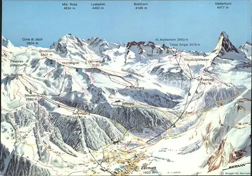 Zermatt VS Skigebiet Walliser Alpen Matterhorn Kat. Zermatt