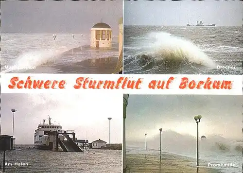 Borkum Nordseebad Schwere Sturmflut Hafen Promenade Kat. Borkum