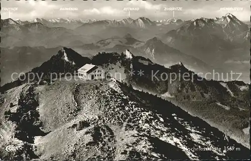 Hochrieshuette Berghaus Schiemgauer Alpen Alpenpanorama Fliegeraufnahme Kat. Rosenheim