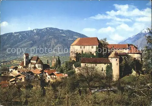 Schenna Meran Kirche Burg Alpen Kat. Italien