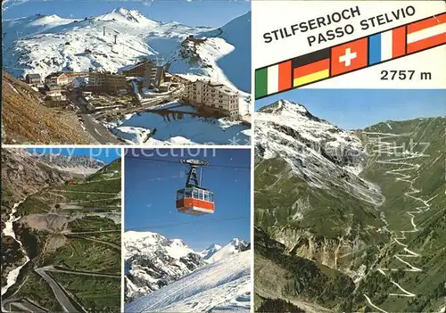 Stilfserjoch Alpenpass Berghotel Skigebiet Kabinenbahn Kat. Italien