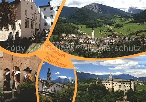 Kastelruth Suedtirol Dorfbrunnen Trachten Schlern Schloss Proesels Kat. Salten Schlern