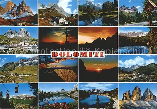 Dolomiten Gebirgspanorama Sonnenuntergang Bergwelt Bergsee Kat. Italien