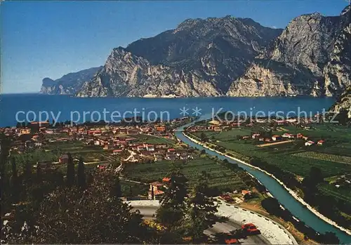 Torbole Lago di Garda Fliegeraufnahme mit See und Sacra Fluss Kat. Italien