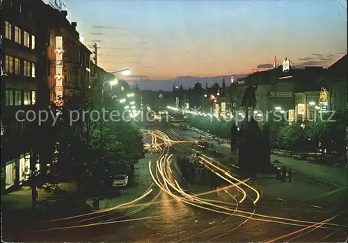 Praha Prahy Prague Wenzelsplatz am Abend Kat. Praha