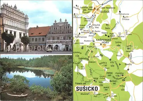 Susice Altstadt Landkarte Partie am See Kat. Tschechische Republik