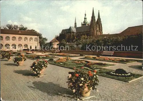 Praha Prahy Prague Terrasse bei der Reitschule mit Kirche Kat. Praha