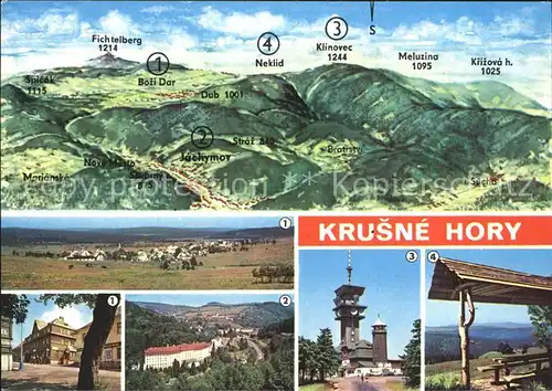 Krusne Hory Panoramakarte Sendetuerme Kat. Tschechische Republik