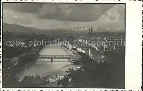 Steyr Enns Oberoesterreich Partie am Fluss mit Bruecke Eisenstadt Kat. Steyr