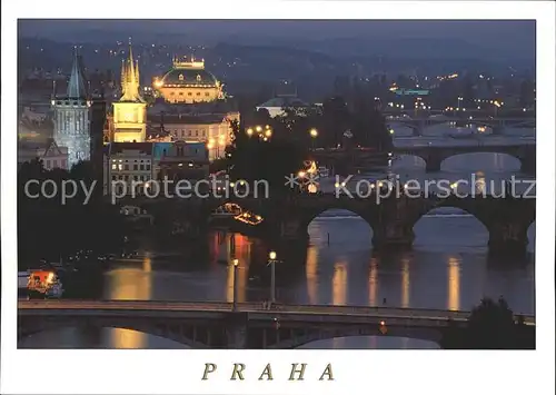 Praha Prahy Prague Moldaubruecken bei Nacht Kat. Praha