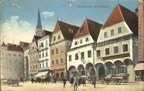 Steyr Enns Oberoesterreich Haeusergruppe Stadtplatz Gasthof zu den drei goldenen Rosen Kat. Steyr