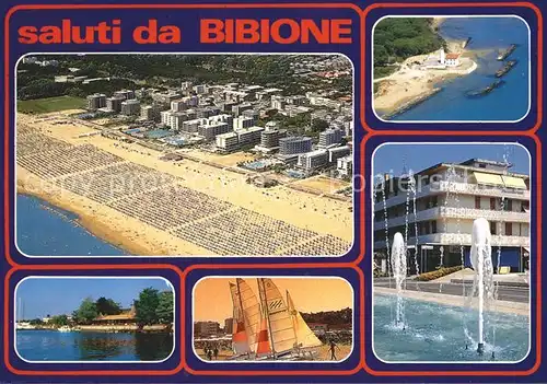 Bibione Fliegeraufnahme Brunnen Segelboot 