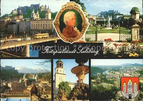 Salzburg Oesterreich Die Festspielstadt Schloss Panorama Brunnen Kat. Salzburg