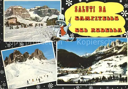 Campitello Fassa Col Rodella Skigebiet Kat. Italien
