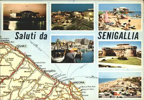 Senigallia Strand Hafen Burg Landkarte Kat. Italien