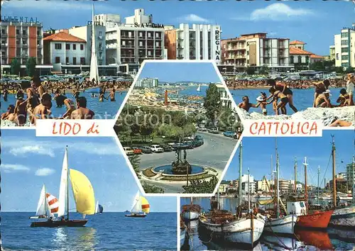 Lido di Cattolica Strand Segelregatta Hafen Fischkutter Brunnen