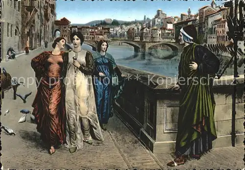Firenze Toscana Incontro di Dante e Beatrice Kuenstlerkarte Kat. Firenze