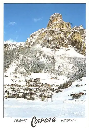 Corvara Pustertal Suedtirol Ansicht gegen Sass Songher Gadertal Wintersportplatz Dolomiten Kat. Pustertal