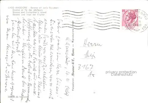 Baveno ed Isola Pescatori Insel der Fischer Alpenpanorama Kat. Lago Maggiore