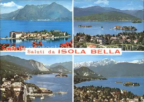 Isola Bella Gesamtansichten mit Alpenpanorama Kat. Lago Maggiore