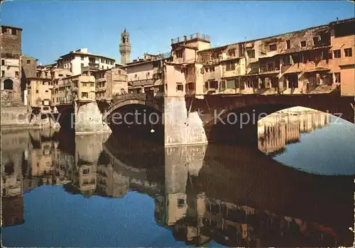 Firenze Toscana Ponte Vecchio Bruecke Wasserspiegelung Kat. Firenze