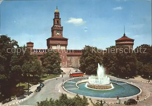 Milano Castello Sforzesco e Fontana Schloss Brunnen Kat. Italien