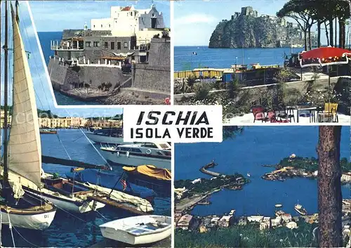 Ischia Isola Verde Chiesa Porto Kirche Hafen Segelboot Kat. 