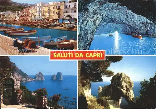 Capri Hafen Kueste Faraglioni Felsen Blaue Grotte Kat. Golfo di Napoli