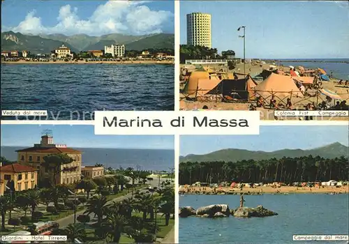 Marina di Massa Veduta dal mare Colonia Fiat Campeggio Giardini Hotel Tirreno Kat. Massa