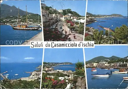 Casamicciola Terme Panorama Hafen Segelschiff Strassenpartie Kat. Italien