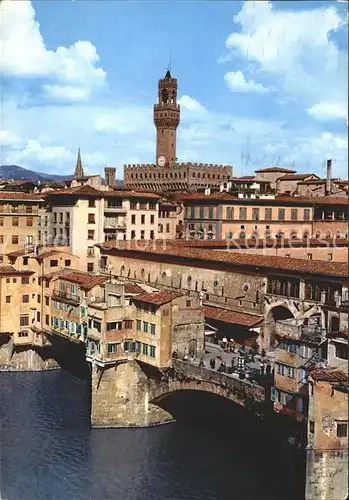 Firenze Toscana Ponte Vecchio Torre del Palazzo della Signoria Alte Bruecke Palast Kat. Firenze