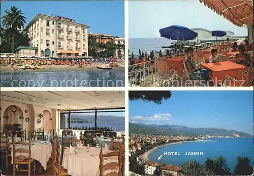 Diano Marina Hotel Jasmin Restaurant Terrasse Strand Riviera dei Fiori Kat. Italien