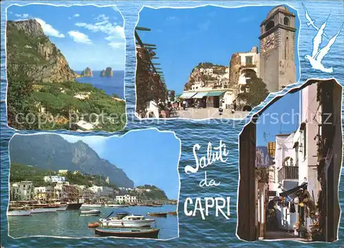 Capri Kueste Faraglioni Uhrturm Hafen Gasse Kat. Golfo di Napoli
