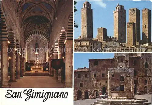 San Gimignano Piazza della Cisterna Tuerme Kathedrale