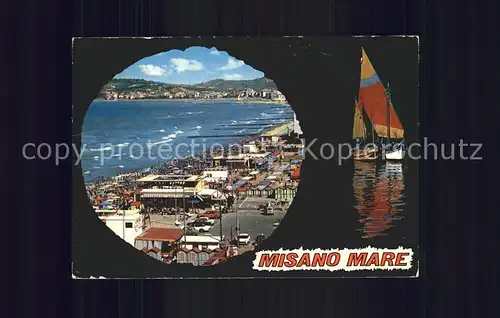 Misano Mare Spiaggia e Monte di Gabicce Strand Segelboot Kat. Italien