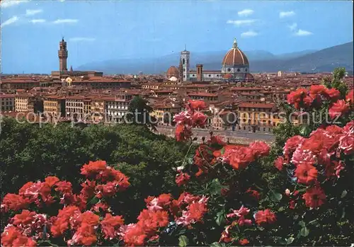 Firenze Toscana Blick ueber die Stadt Palast Turm Dom Kirche Blumen Kat. Firenze