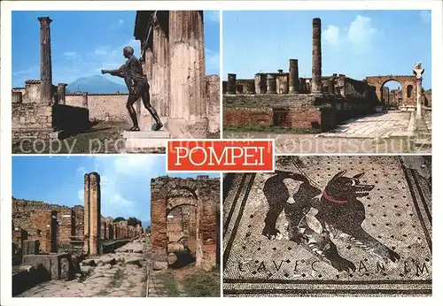 Pompei Ruinenstaette Statue Steinzeichnung