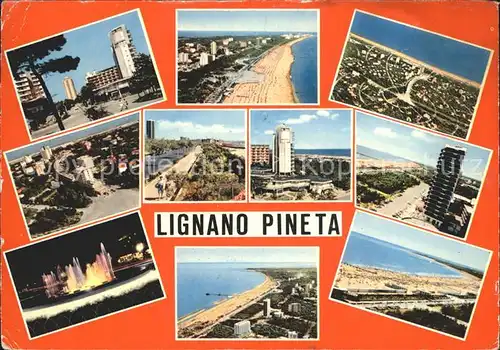 Lignano Pineta Teilansichten Hochhaus Strand Wasserspiele Kat. Lignano