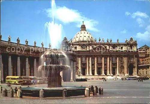 Vatikan Citta del Vaticano Piazza e Basilica di San Pietro Petersplatz Dom Brunnen Kat. Vatikanstadt