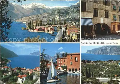 Torbole Lago di Garda Panorama Gardasee Alpen Hafen Segelboot Kat. Italien