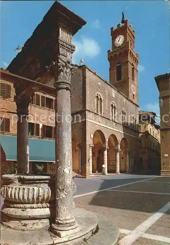 Pienza Pozzo e Palazzo Pubblico XV Secolo Brunnen Volkspalast Kat. Pienza