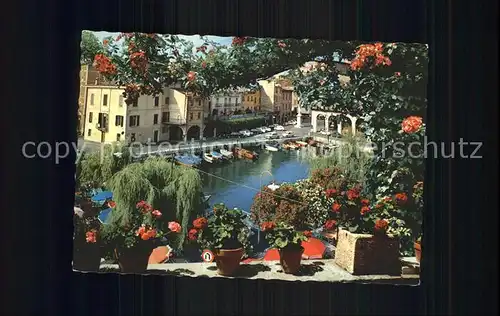 Desenzano Lago di Garda La Darsena Binnenhafen Gardasee Blumen Kat. Desenzano del Garda