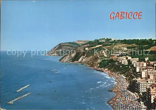 Gabicce Mare Panorama aereo Strand Kueste Fliegeraufnahme Kat. Italien