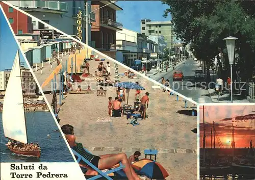 Torre Pedrera Strand Hafen Sonnenuntergang Segelboot Strassenpartie Kat. Rimini