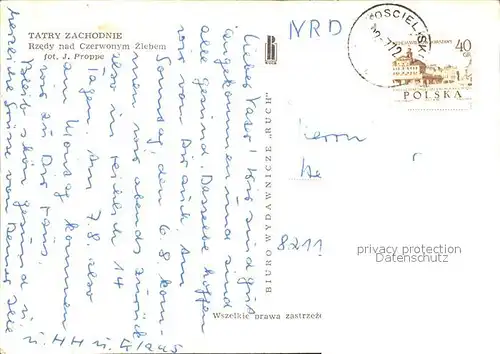 Tatry Zachodnie Rzedy nad Czerwonym Zlebem Kat. Slowakische Republik