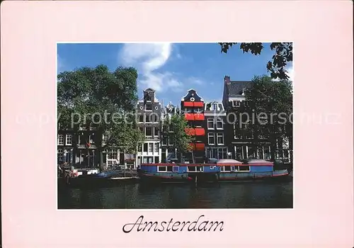 Amsterdam Niederlande Teilansicht Hausboot Kat. Amsterdam