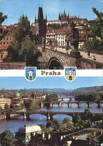 Praha Prahy Prague Prazsky hrad s Karlovym mostem Prazske mosty Kat. Praha